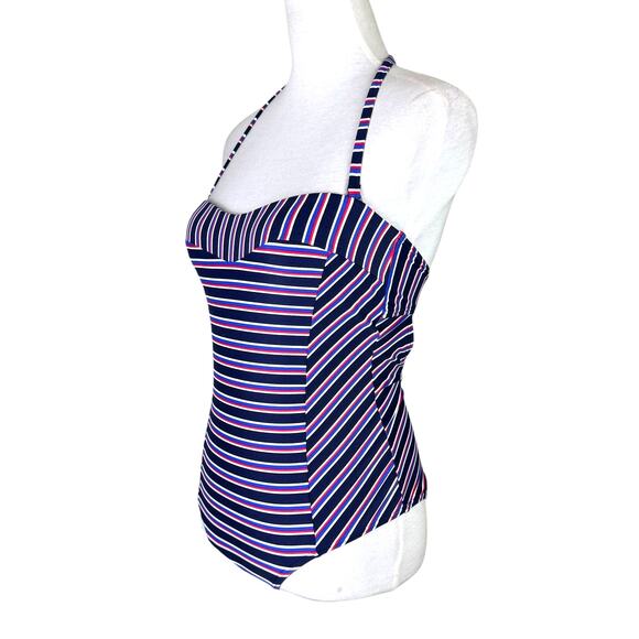 Niptuck NWT Red White Blue Sailor Stripe Adjustable Halter One Piece Swimsuit - Picture 2 of 13